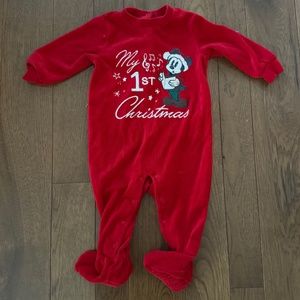 Disney - Mickey Mouse "My 1st Christmas" Baby Sleeper Pajamas (12-18 Months)